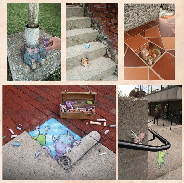 Vorsicht an der Bordsteinkante!: Neue Streetart von David Zinn